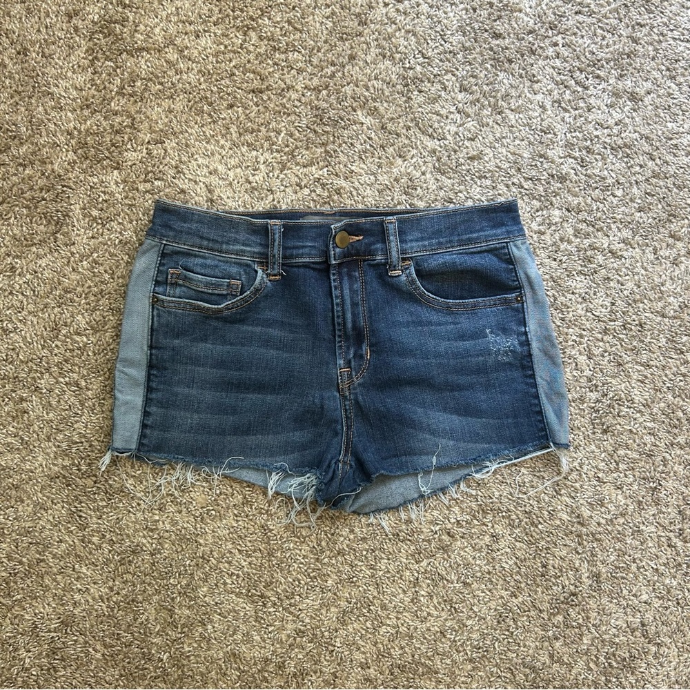 Denim Cutoff Shorts in Dark Blue